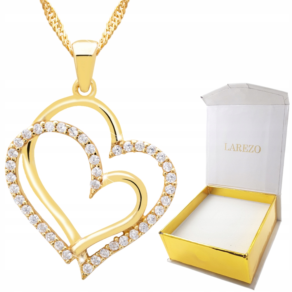 Zlatý náhrdelník Srdce Zirkony Srdce stříbro 925