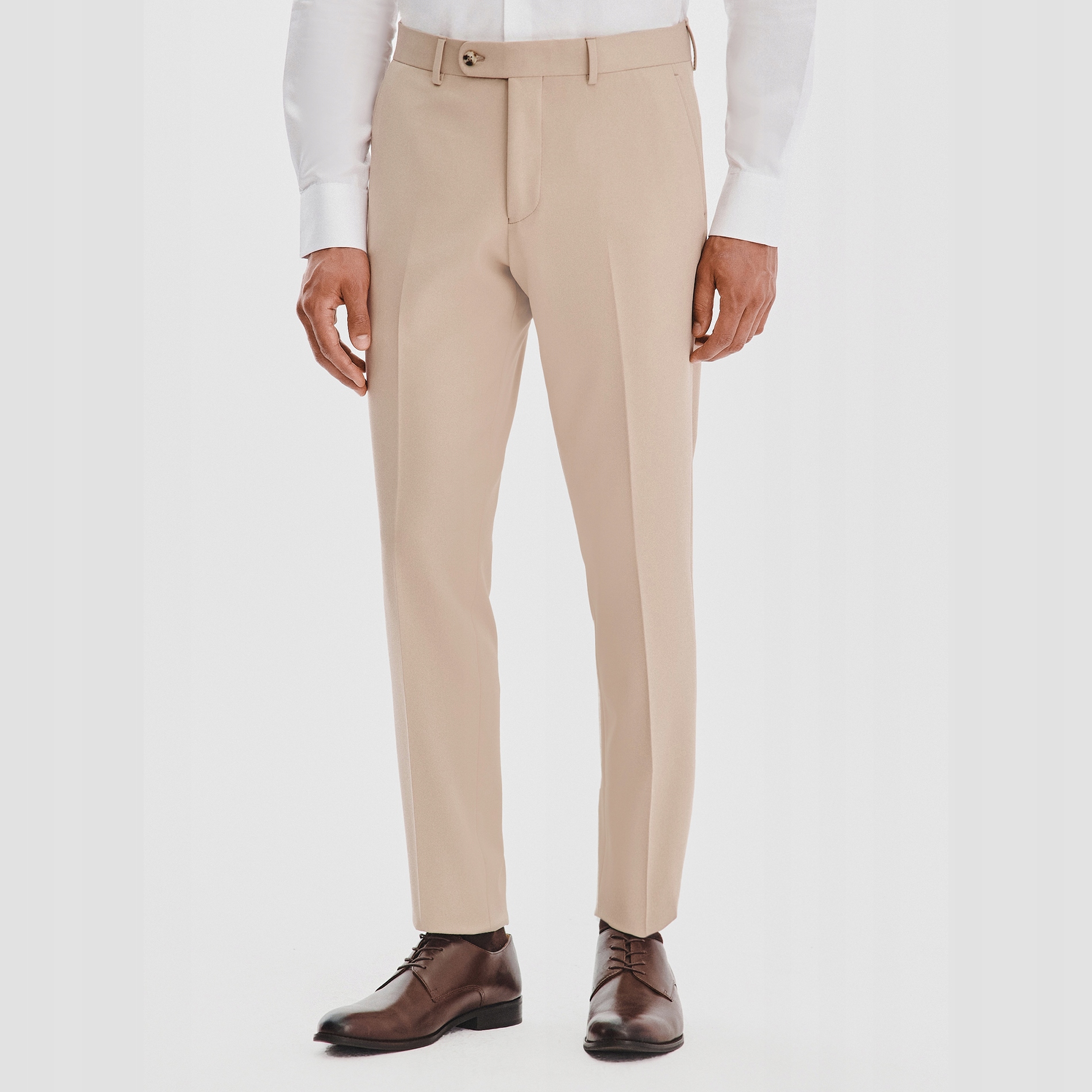 Béžové oblekové kalhoty Slim Fit Pako Lorente vel 104/182