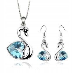 

Komplet biżuterii złoty srebrny Łabędź Swarovski