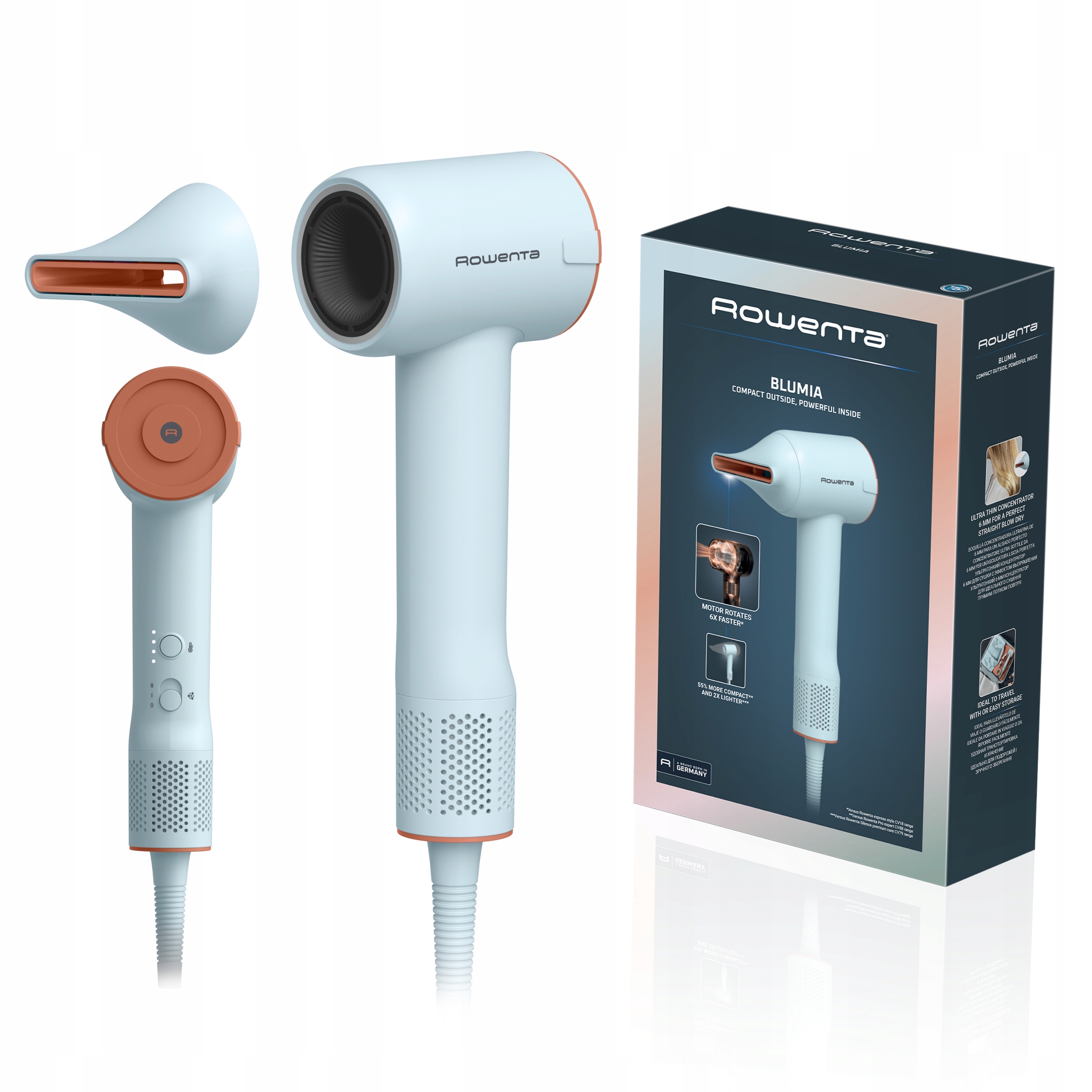Suszarka do włosów Rowenta Blumia HY5N10 jonizacja zimny nawiew turystyczna