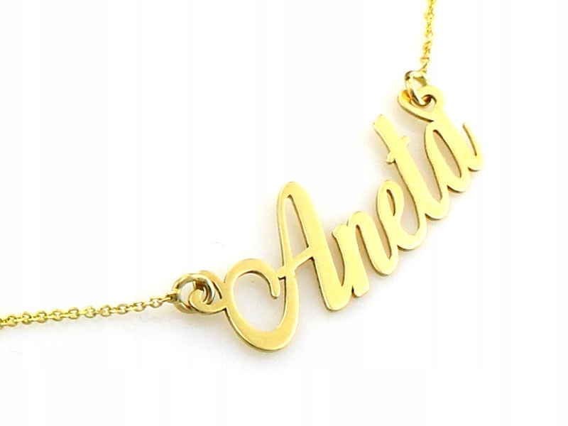 Zlatý náhrdelník 585 s jménem Aneta r45 celebrita, nápis, dárek