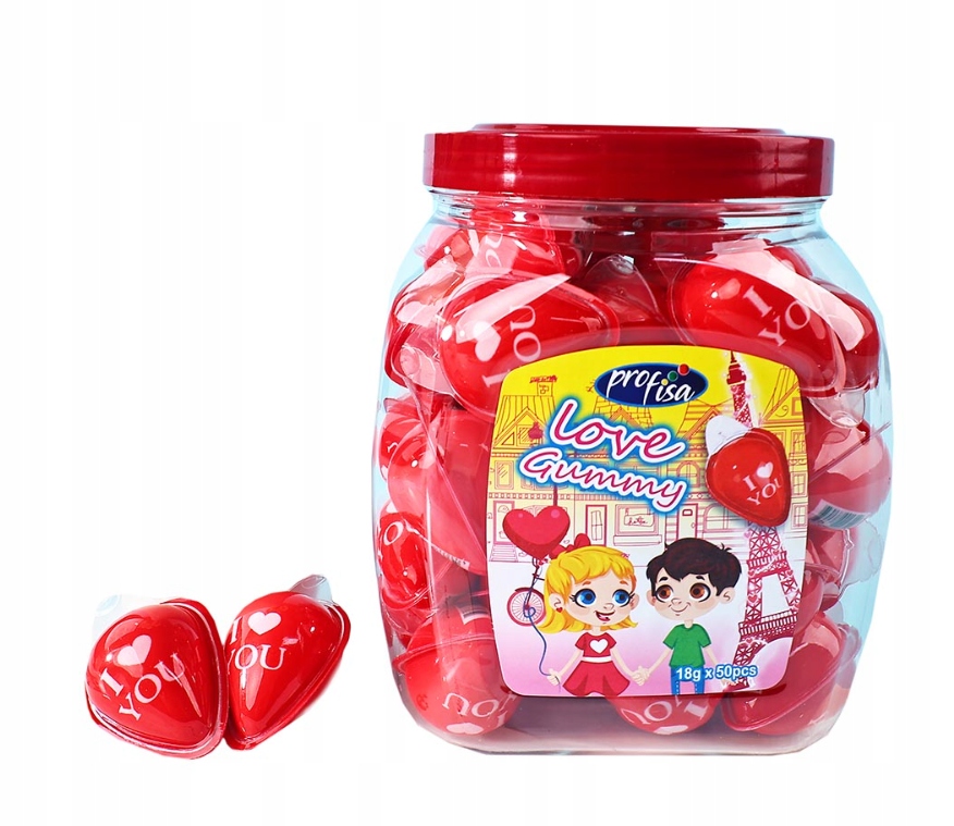 Levně Pěnové srdce Love Gummy 50 kusů 900 g