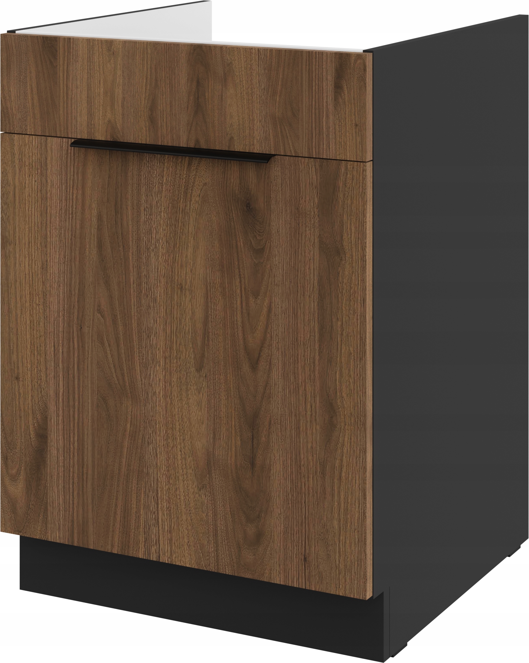 Kuchyňská Skříňka Stojící Se Zásuvkou Pod Dřez 60 CM Ořech Okapi Černá
