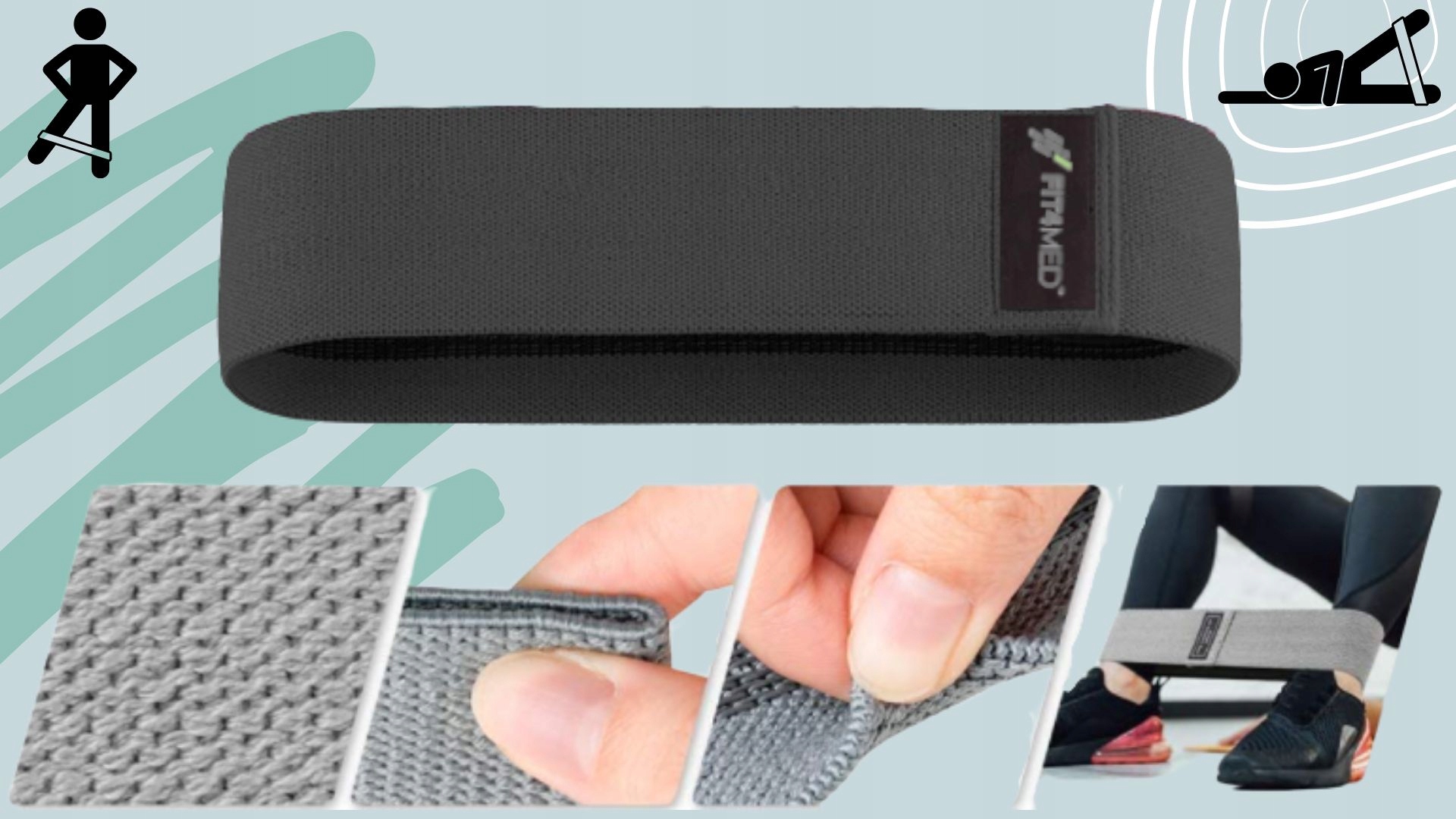 HIP BAND 3SZT TAŚMY MATERIAŁOWE FITNESS FIT4MED EAN (GTIN) 5903738822423