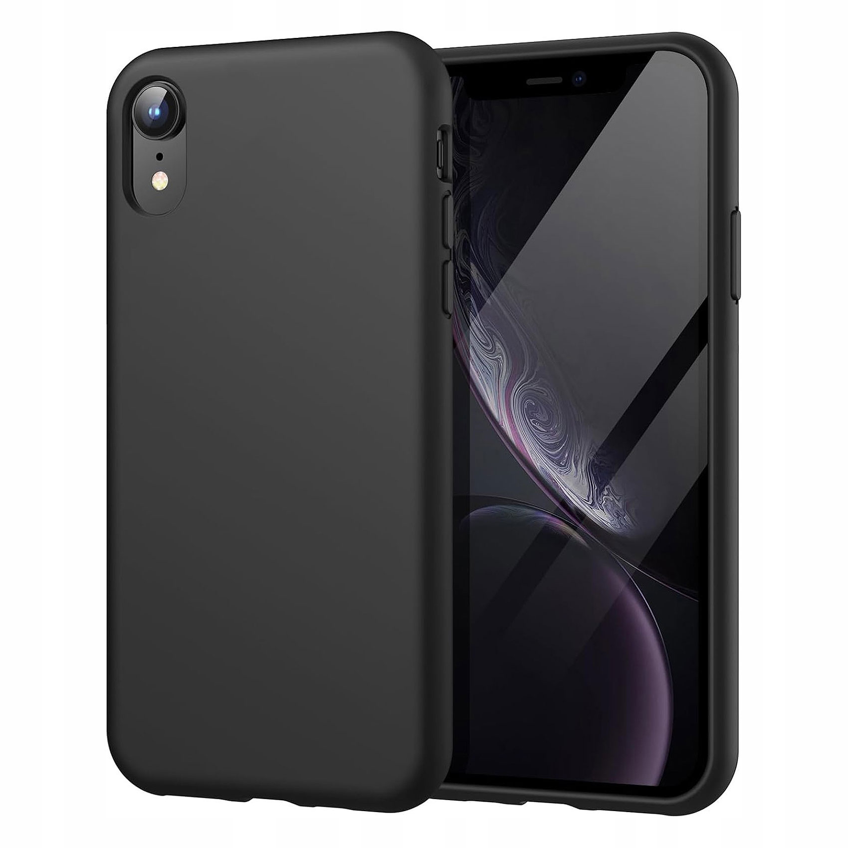 Apple iPhone XR ブラック ケース付き ray-out iPhoneXR ケース シリコン シルキータッチ グリップ付