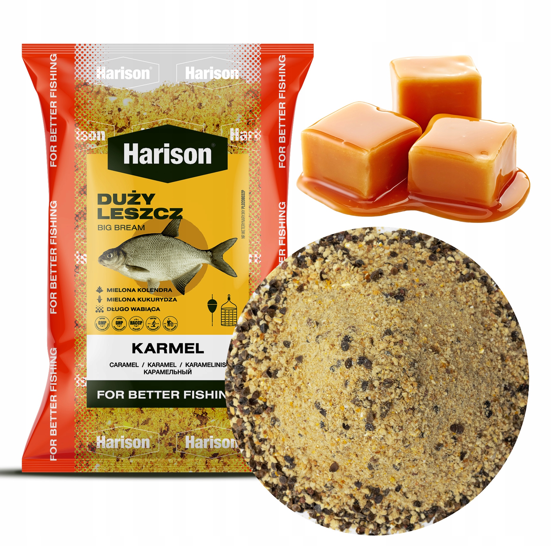 Zanęta wędkarska Harison Duży Leszcz Karmel 3kg method feeder, mix, płoć