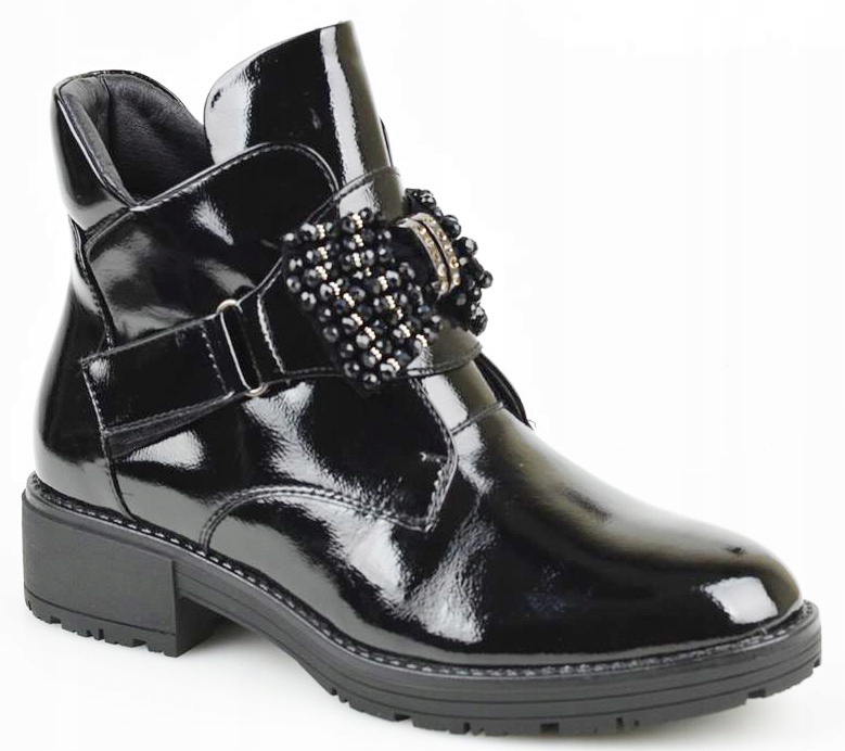 Potocki Botki Trzewiki Czarne Lakier 12123 r.40