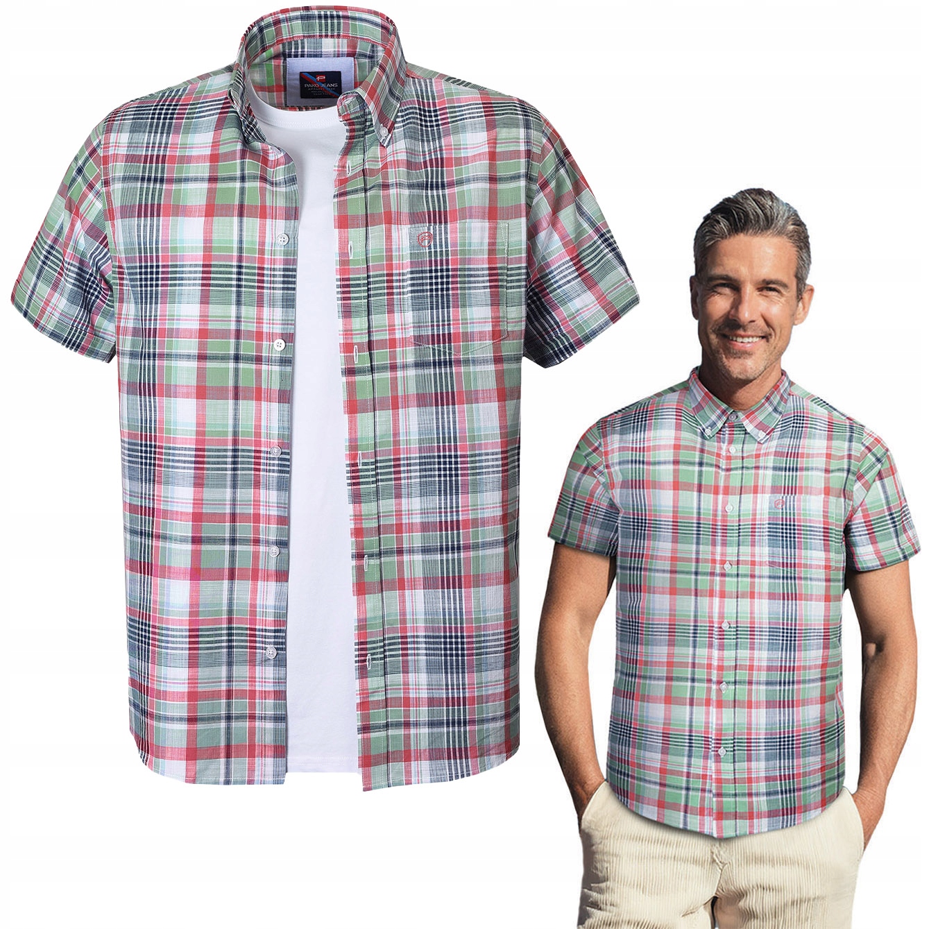 Pánská Kostkovaná Košile s krátkým rukávem Regular Fit Bavlna M Pako Jeans