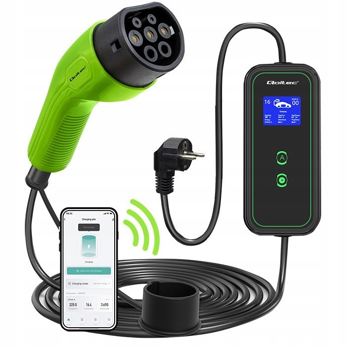 Qoltec Mobilná nabíjačka pre elektrické auto Ev s reguláciou 2v1 Typ2