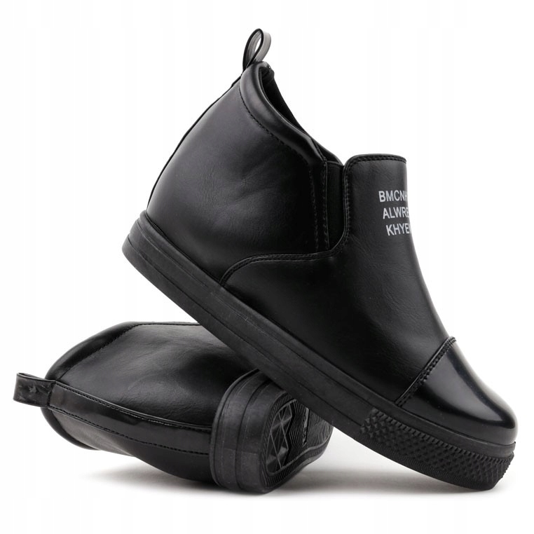 

Czarne Botki Sneakersy Buty Damskie Ukryty Koturny