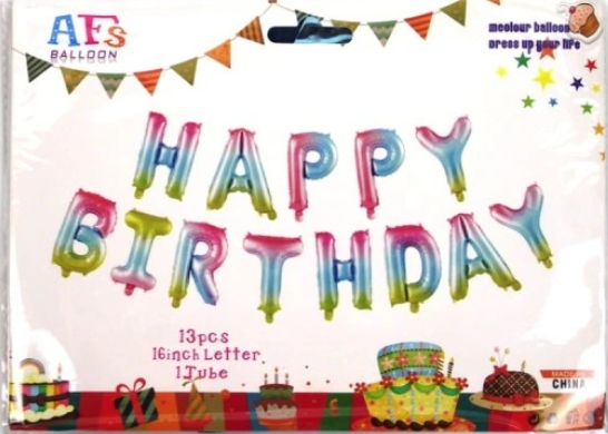 

Balon foliowy napis Happy Birthday metalik kolorów