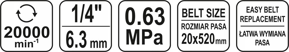 SZLIFIERKA PNEUMATYCZNA TASMOWA YATO YT 09742 Working Pressure 6 3 bar