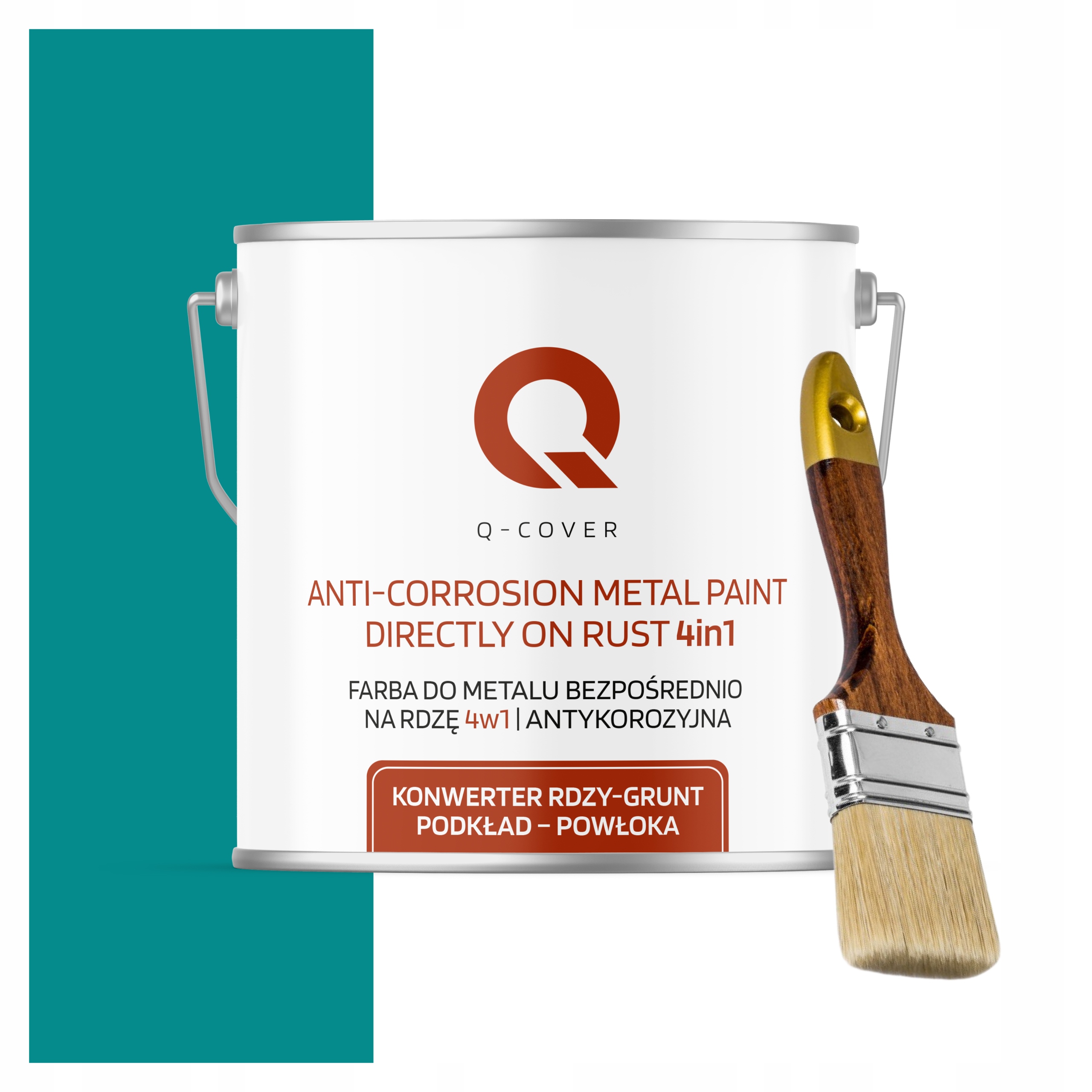 Farba na kov Antikorózna 5L Saténová Farba Modrá Tyrkysová Štetec