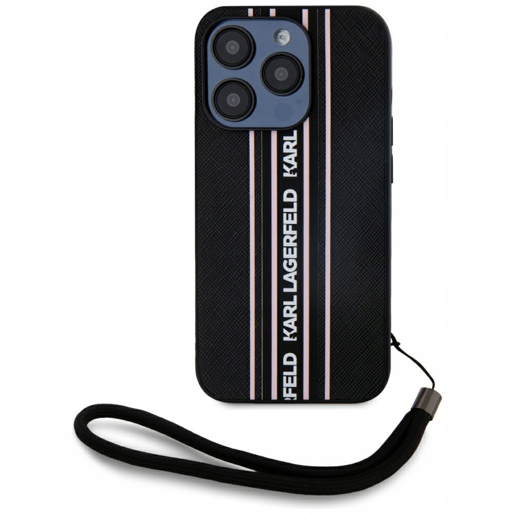Pouzdro Karl Lagerfeld Saffiano Athleisure Stripes Cord pro iPhone 15 Pro
