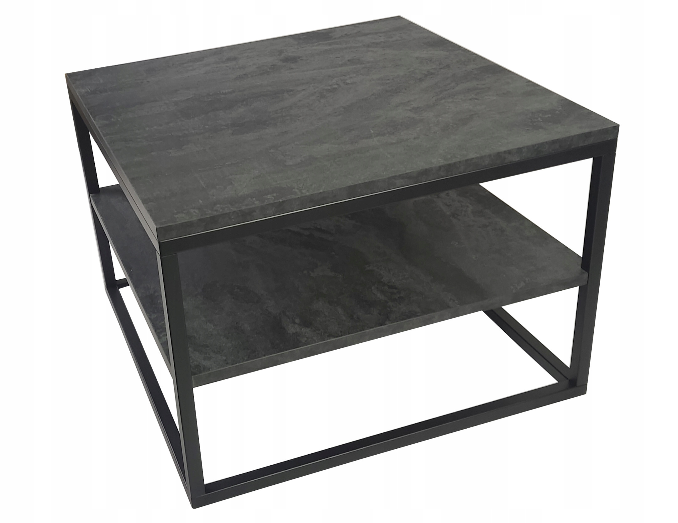 Konferenční stolek s poličkou Černý Beton 60x60 cm