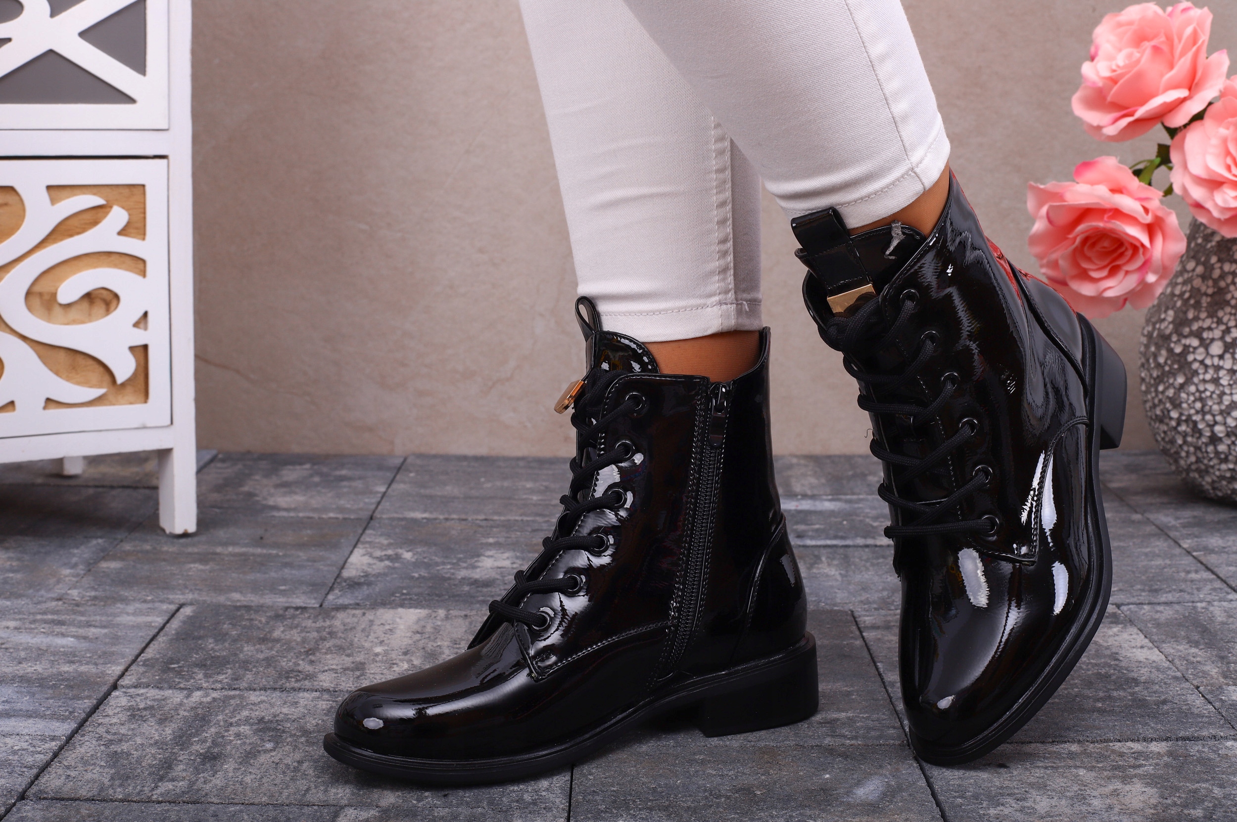 BOTKI DAMSKIE GLANY STYLOWE OCIEPLANE NA SUWAK Rozmiar 38