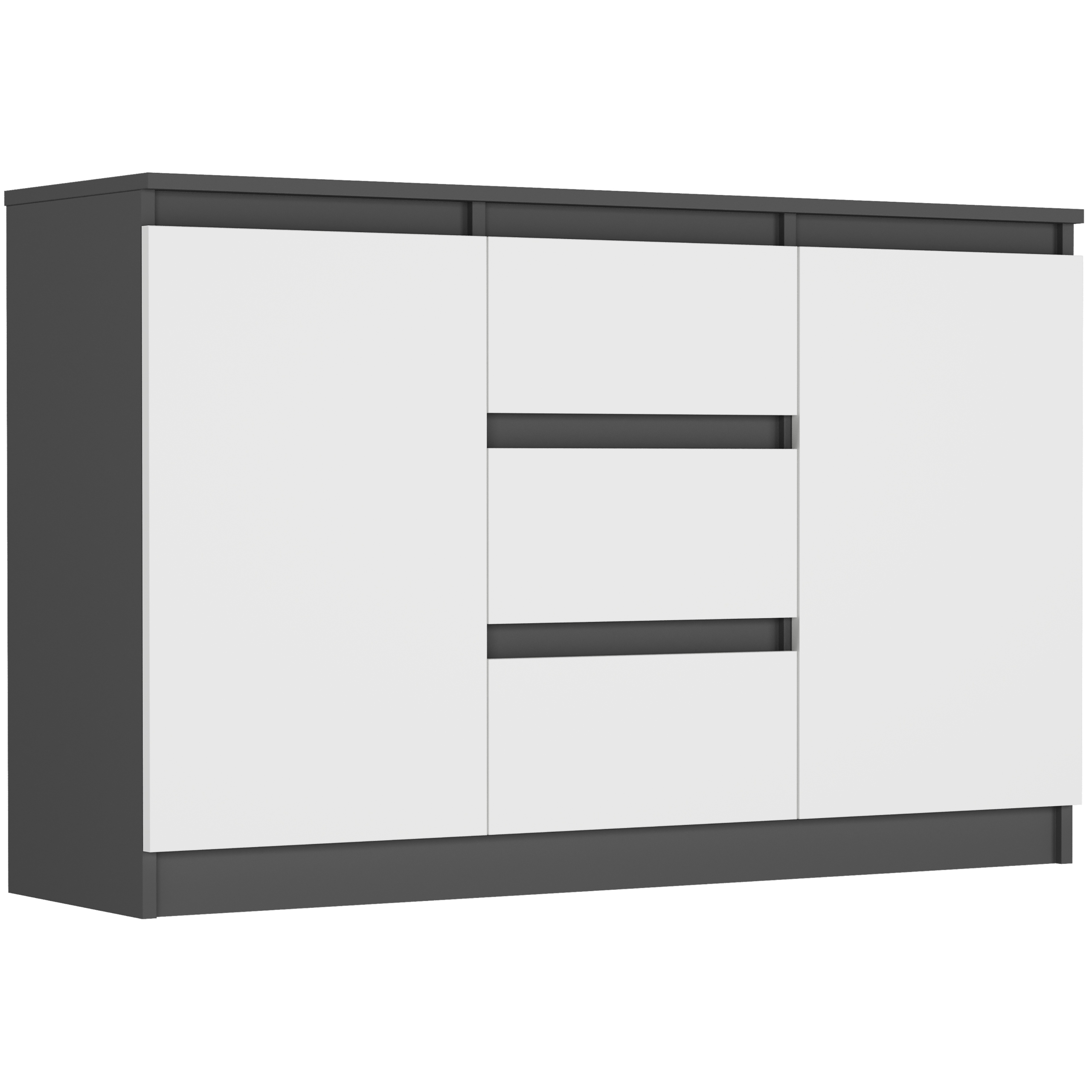 KOMODA R-120-S3 SZAFKA 3 SZUFLADY ANTRACYT MIX BIAŁY
