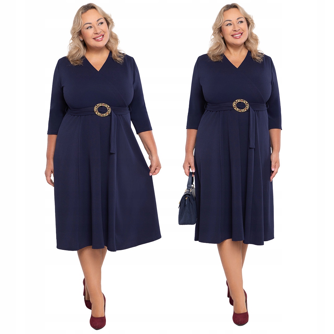 Tmavě modré šaty s páskem 64