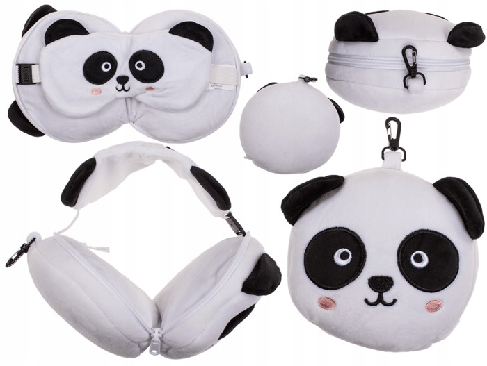 

Mała Poduszka Podróżna i maska na oczy Panda