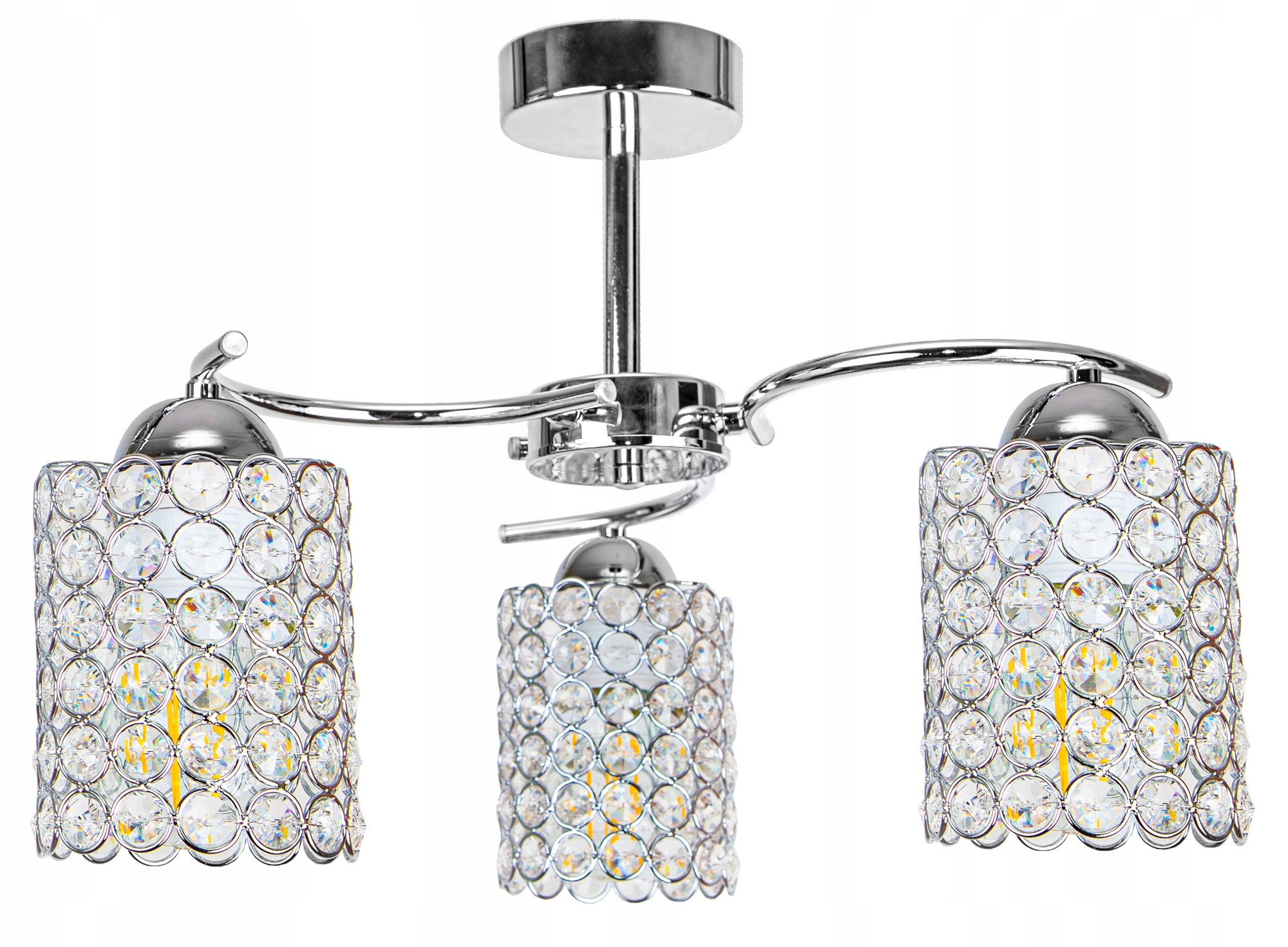

Lampa Wisząca Plafon Żyrandol Kryształki Chrom Led