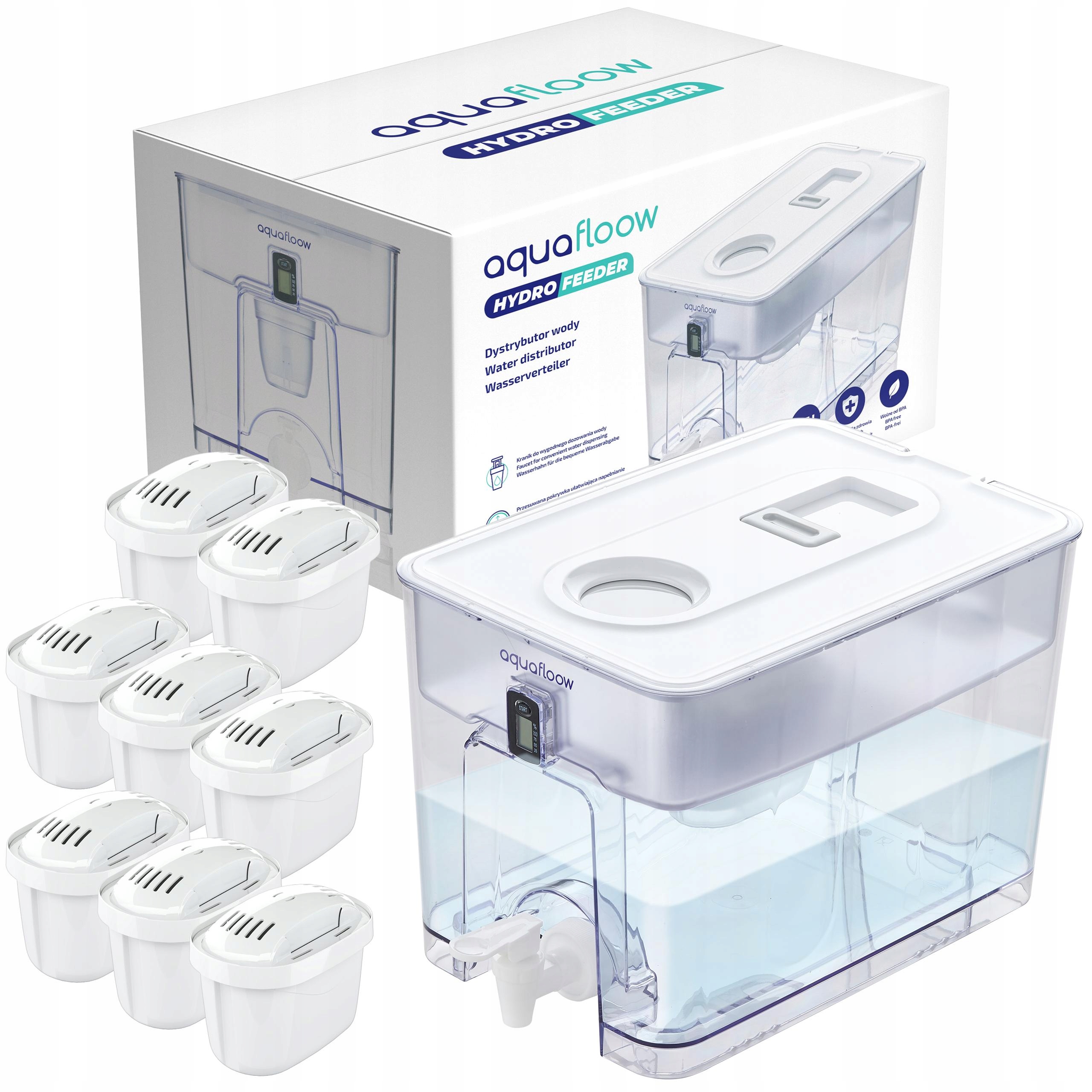 Filtrační Konvice vody AquaFloow XL 9,5 l filtrační dávkovač 8x Maxi filtr