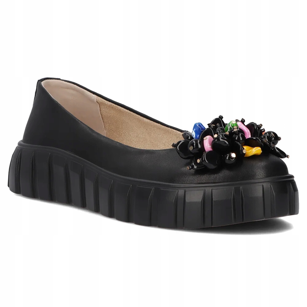 Buty damskie skórzane półbuty na platformie wsuwane Filippo ozdoba r.41