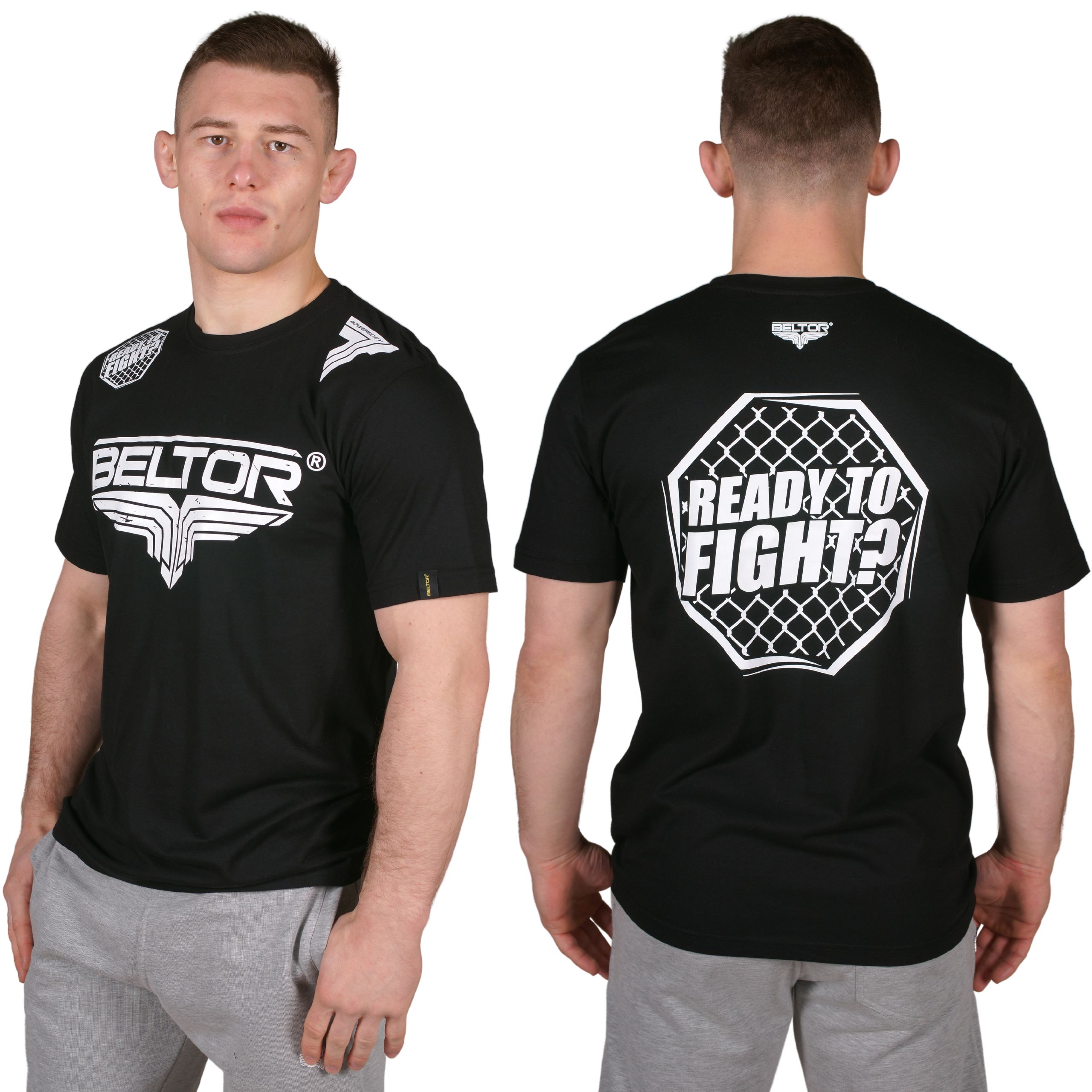 Beltor Koszulka Męska Octagon T-shirt Sportowy Rozmiar L Bawełna Czarny