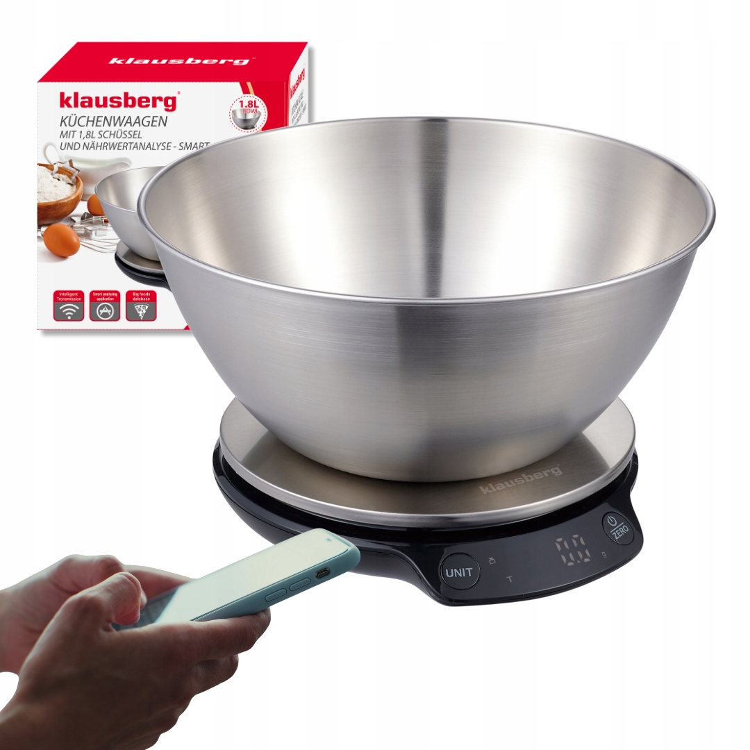 Kuchyňská váha Dietetická Miska 1,8L Bluetooth dieta KLausberg Aplikací