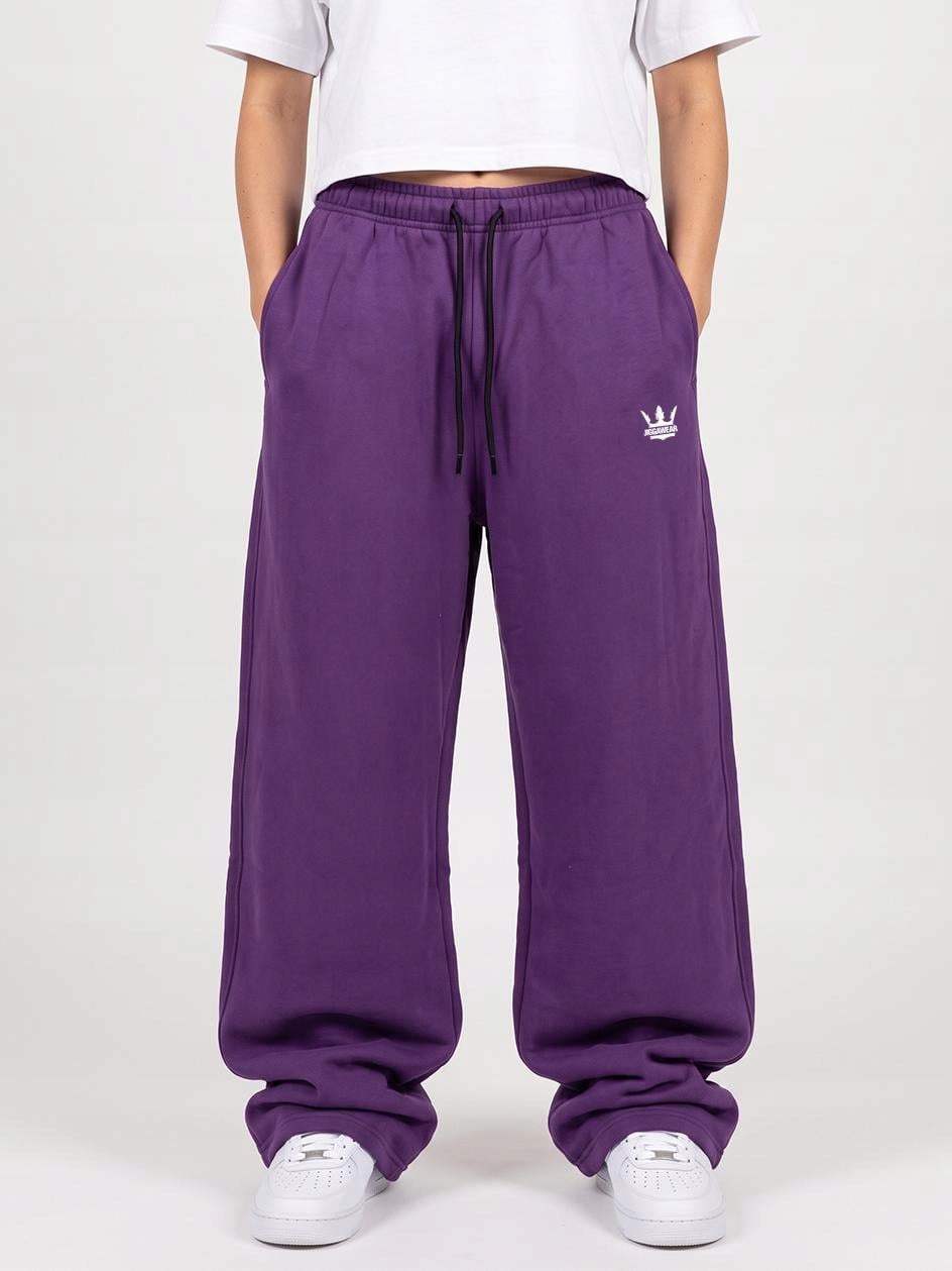 Dresové kalhoty Široké Baggy Dámské Tmavě Purpurové Jigga Wear Výšivka XXL