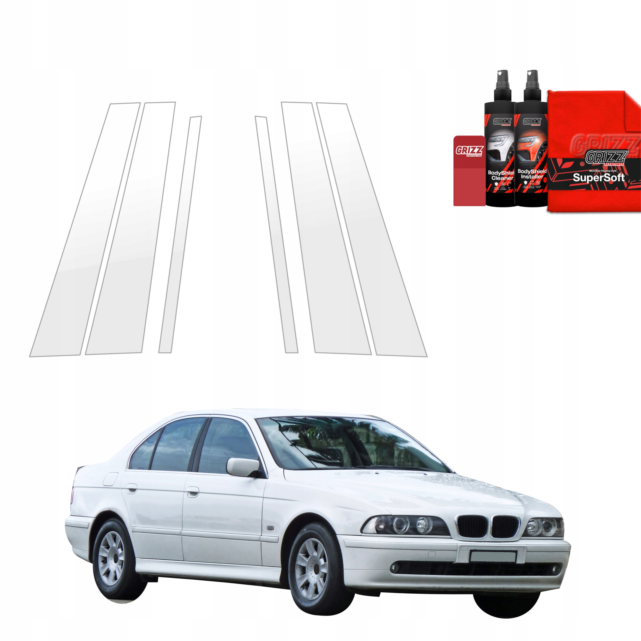 6v1 Fólie Ppf dýha na sloupky pro Bmw 5 E39 Sedan (1995-2003)