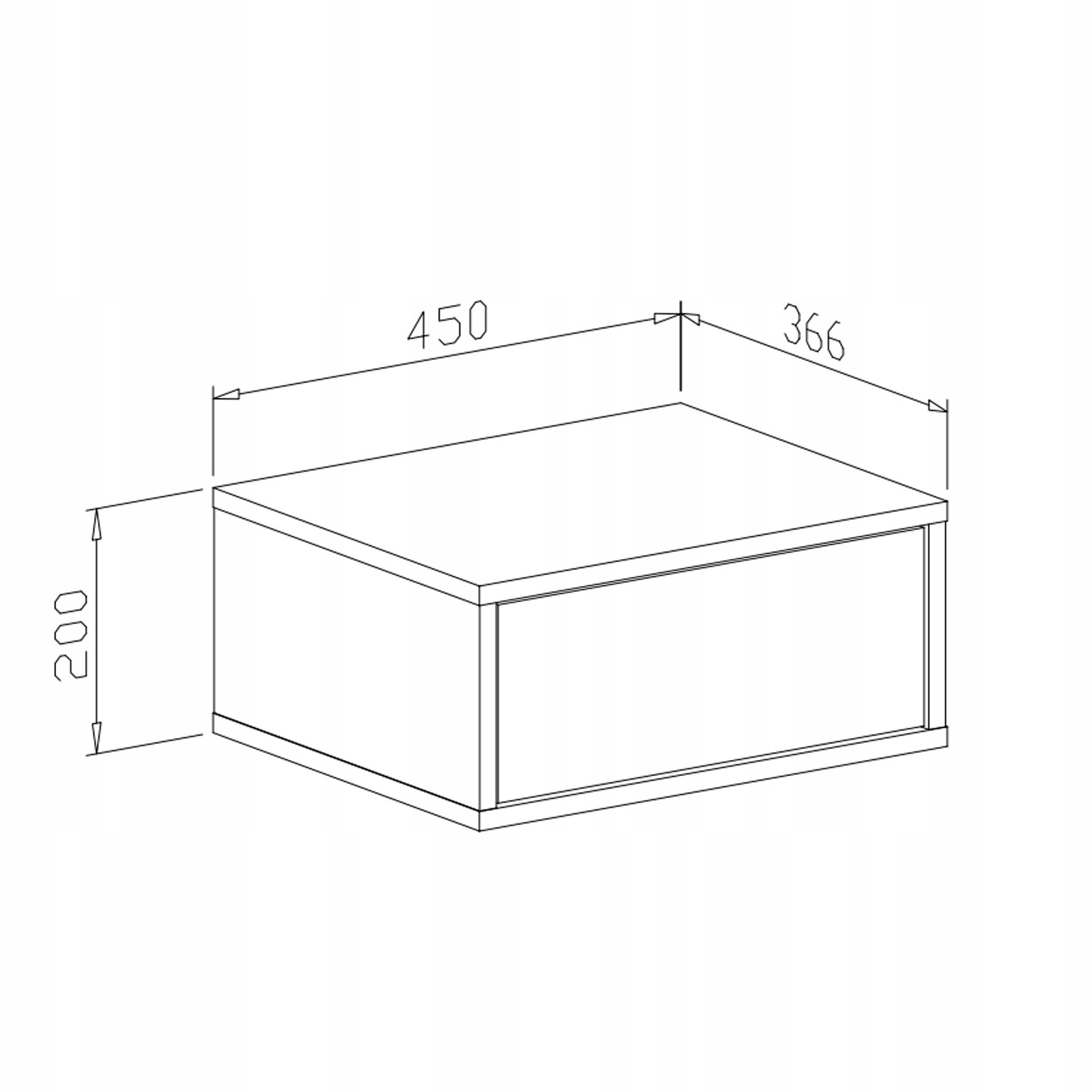 Stolik nocny wiszący BLANCO biały połysk push open Wysokość mebla 20 cm