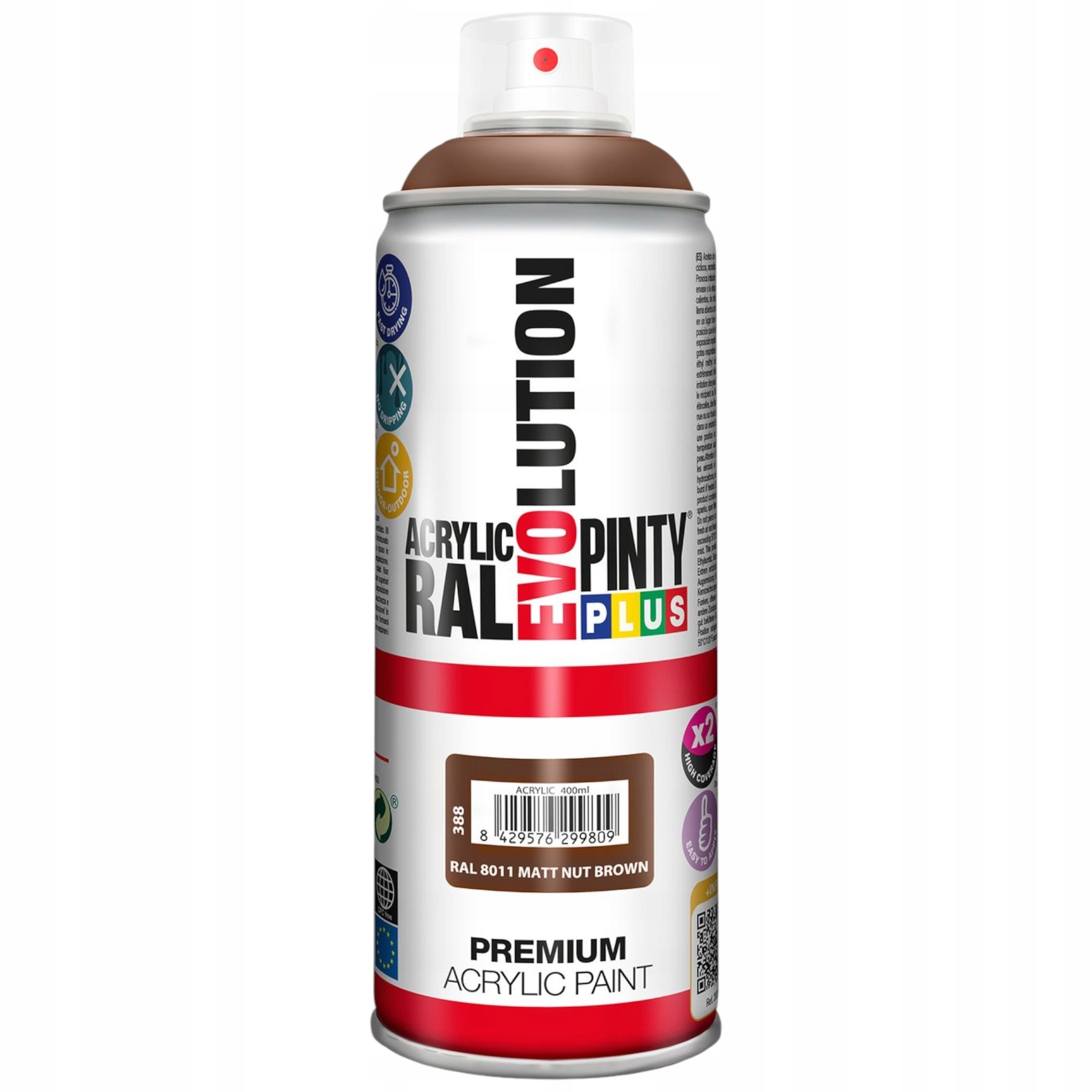 PintyPlus Lakier Akrylowy Matowy Spray Ral 8011 Brązowy Orzech Mat 400ML