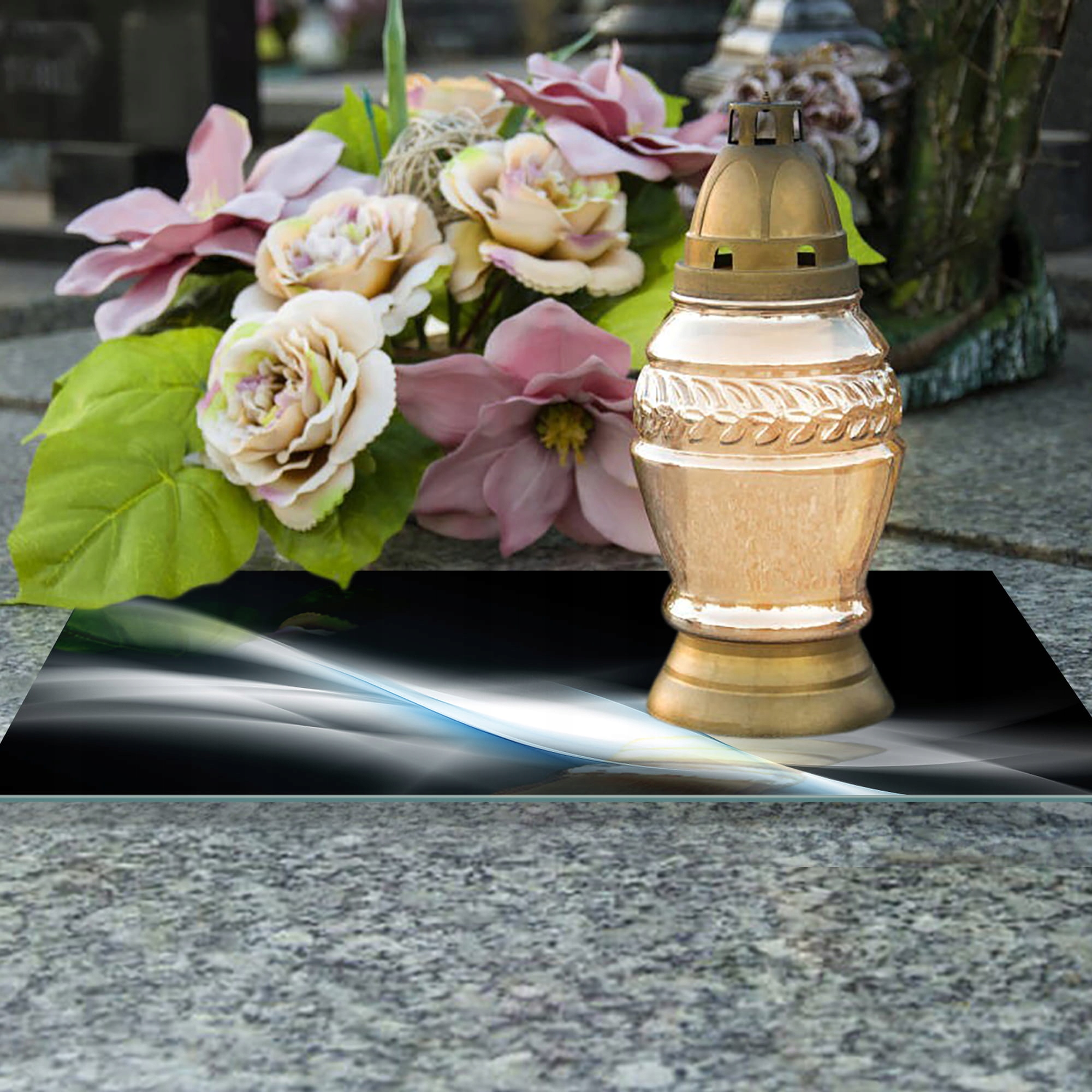 SZKLANA PODSTAWKA POD ZNICZE 60x30cm Popiel 125d Marka inna