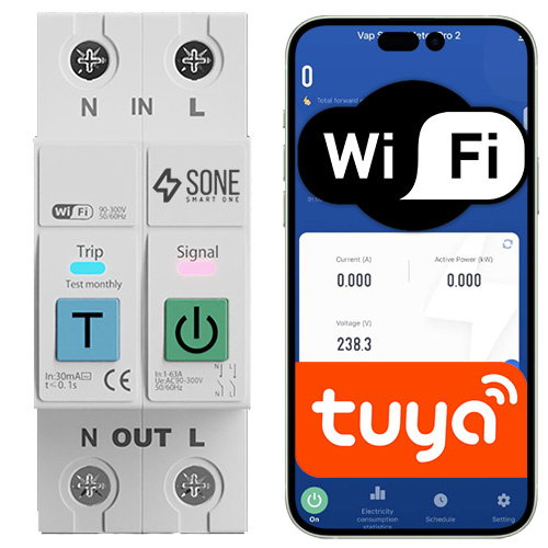 Przekaźnik WiFi 63A Din Tuya Z Pomiarem Energii rozłącza Ln Sterownik Onoff