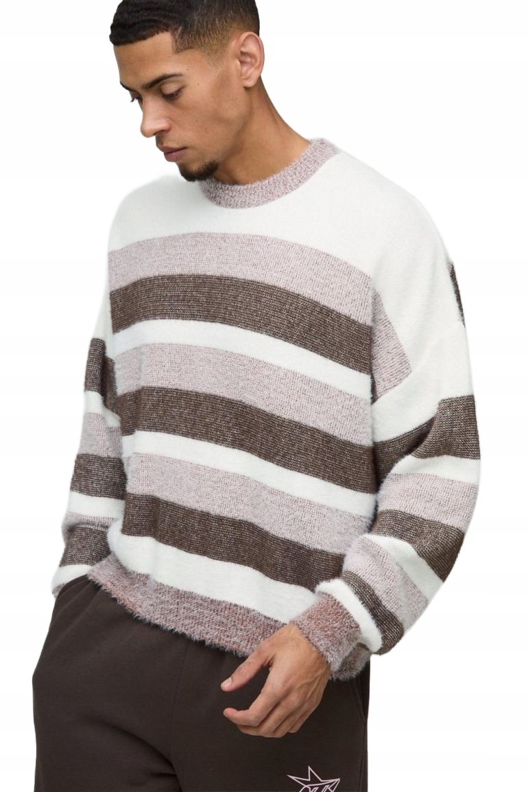 Boohooman Pruhovaný Svetr Z Měkkého Materiálu S Kulatým Výstřihem XL Z3A
