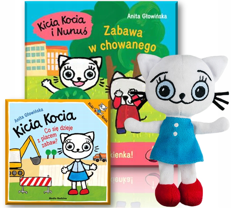 Pakiet Kicia Kocia Zabawa w chowanego 2 książeczki + Maskotka Prezent