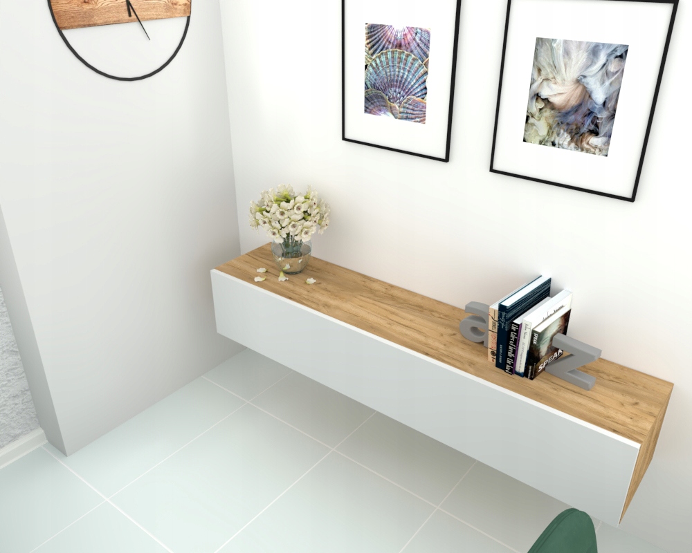 Wisząca Szafka RTV Komoda Wysoki Połysk Biała 120 Marka Krak Meble