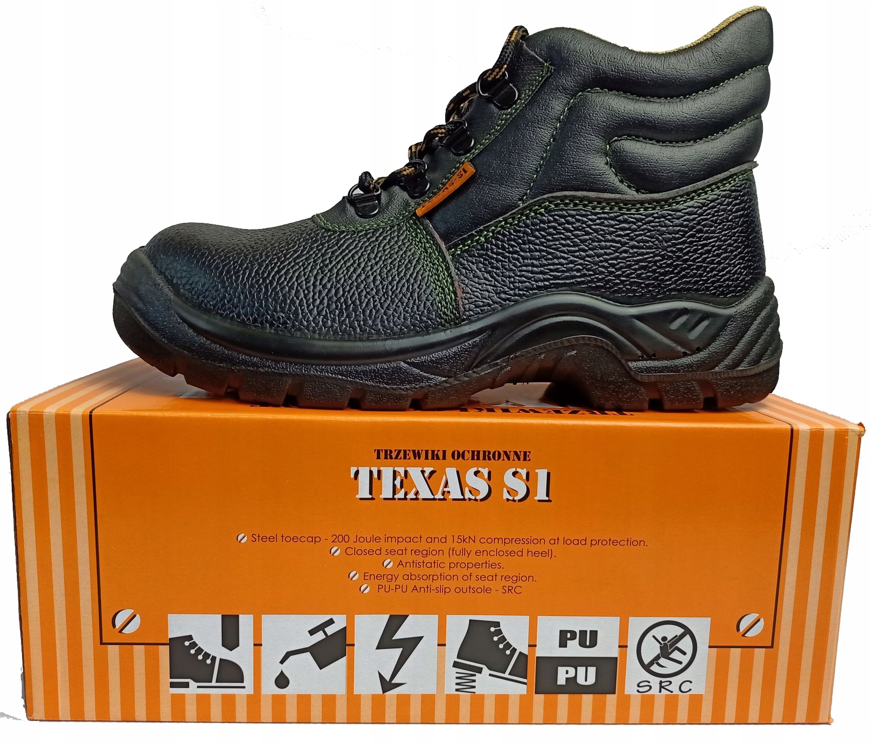 TRZEWIKI ROBOCZE DŁUGIE BUTY NA BUDOWĘ BHP Z NOSKIEM OBUWIE TEXAS S1 44 Model Texas