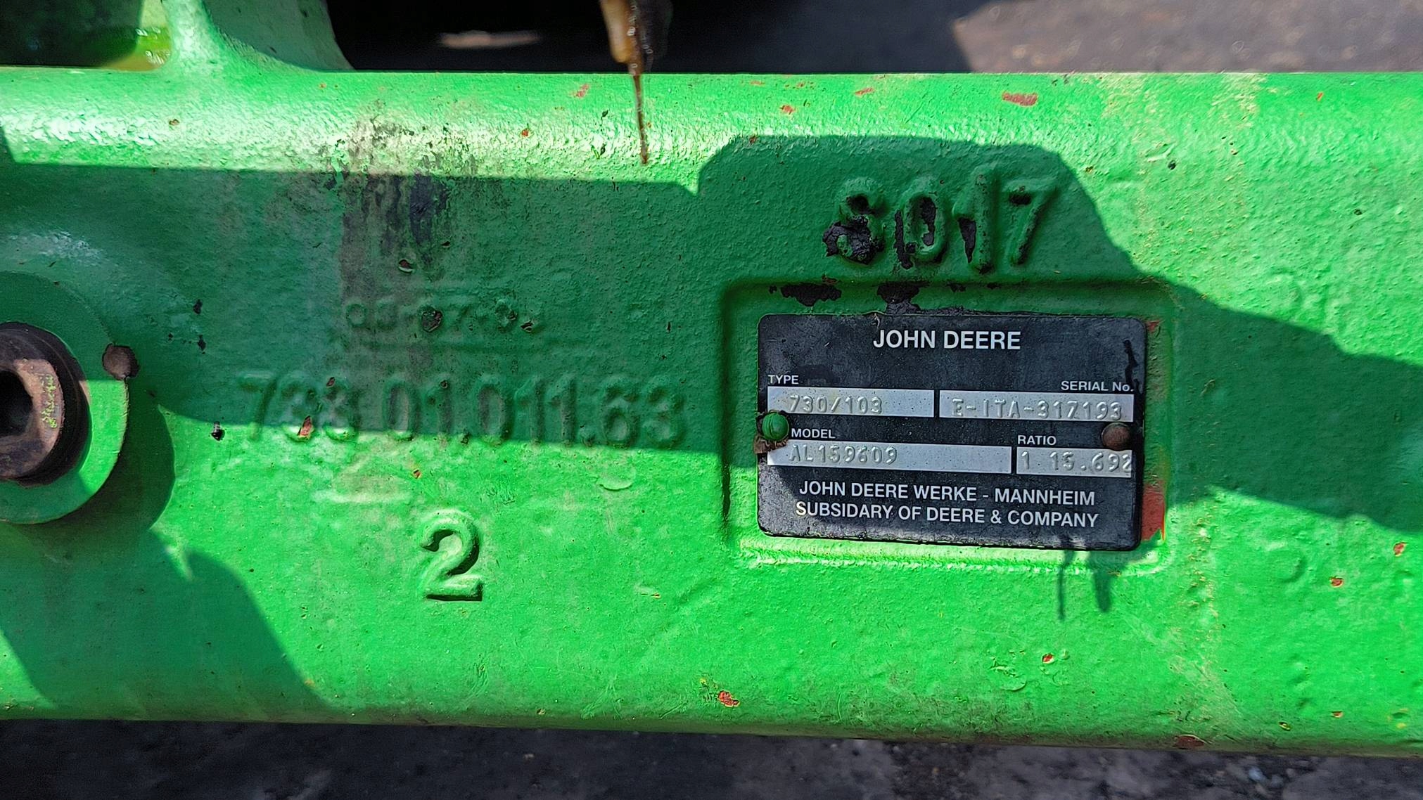 differential front AL159609 730/103 JOHN DEERE 6120