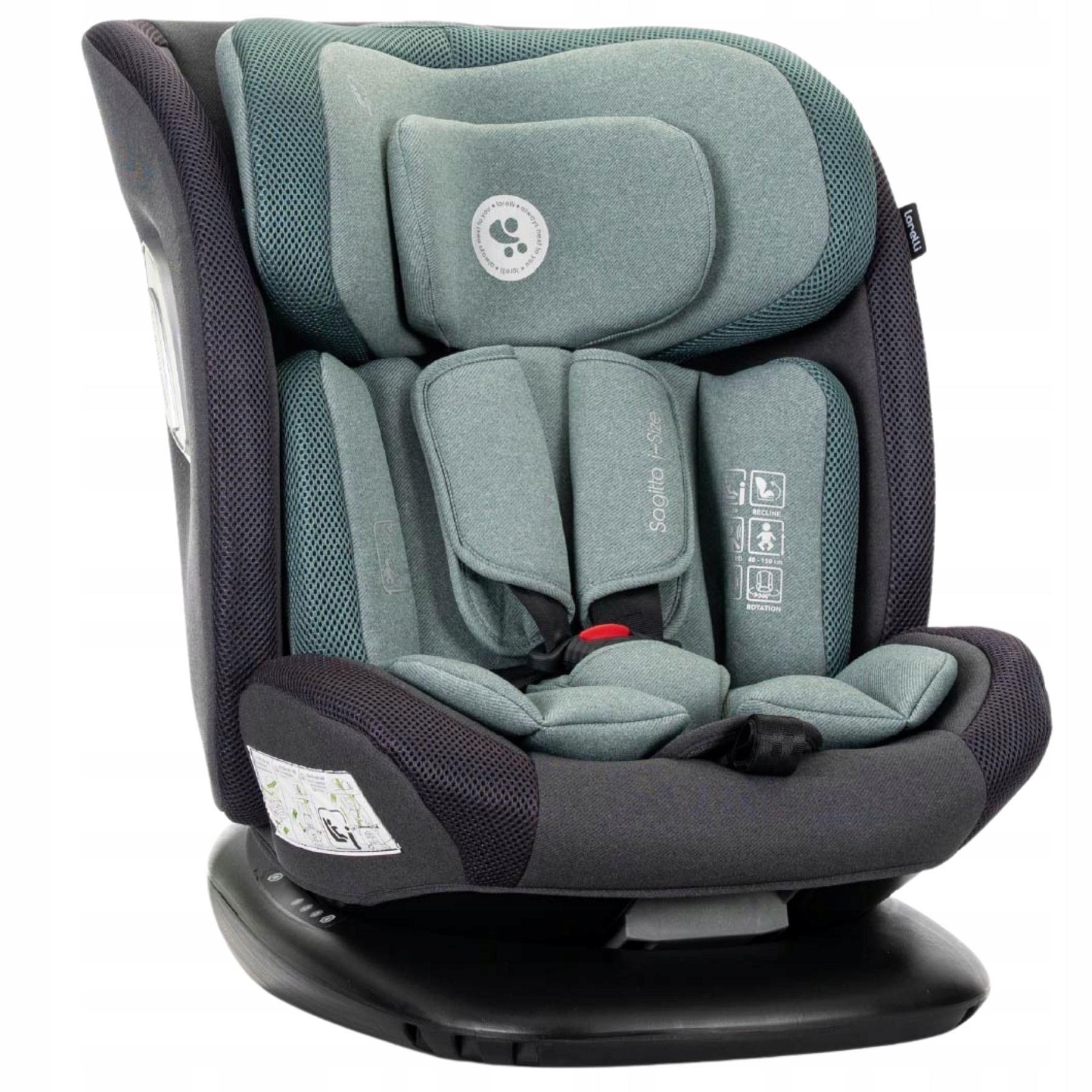 Fotelik samochodowy obrotowy 360 i-Size na pas 40-150cm 0-36kg Sagitta