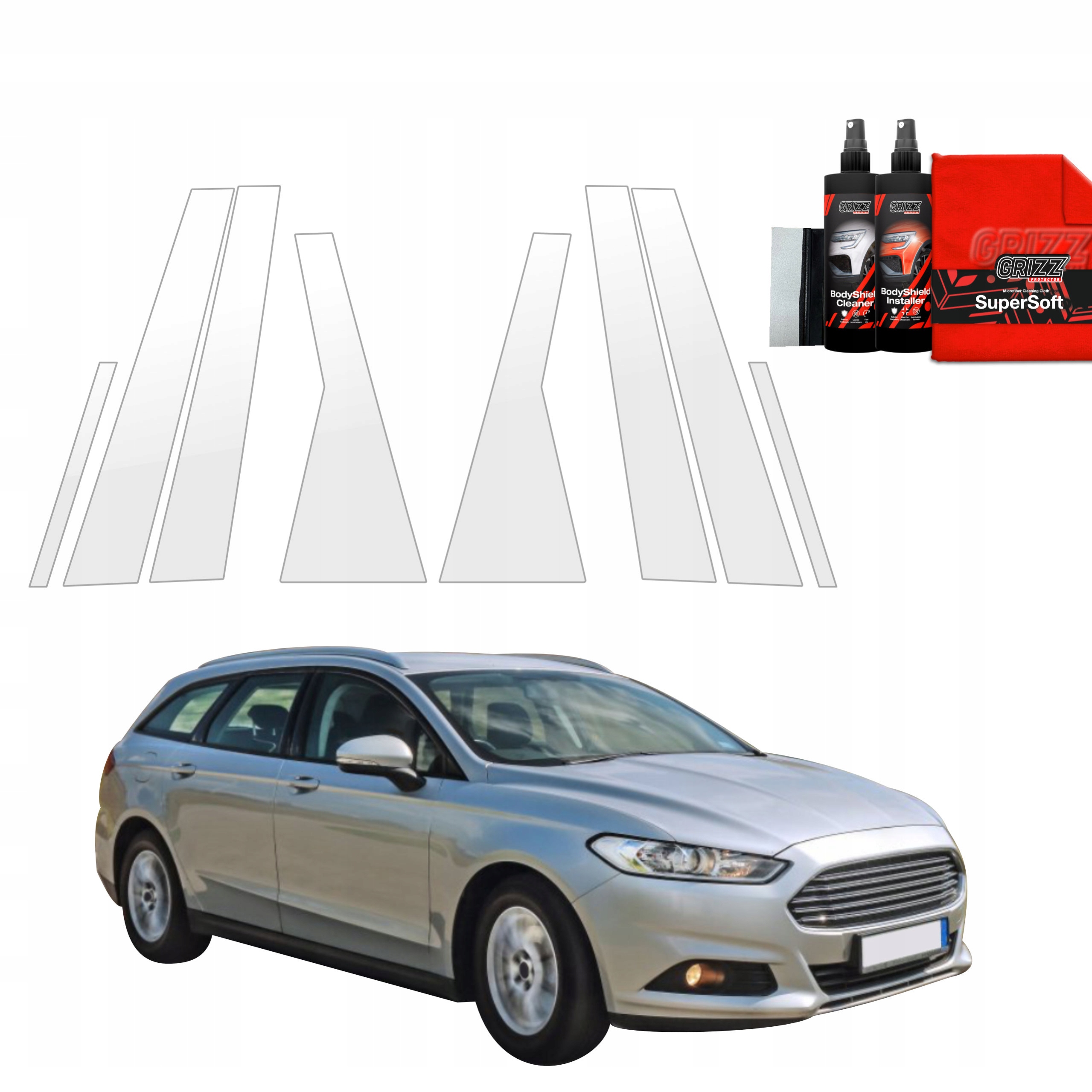 8v1 Fólie Ppf dýha na sloupky pro Ford Mondeo Mk5 Kombi (2014-2019)