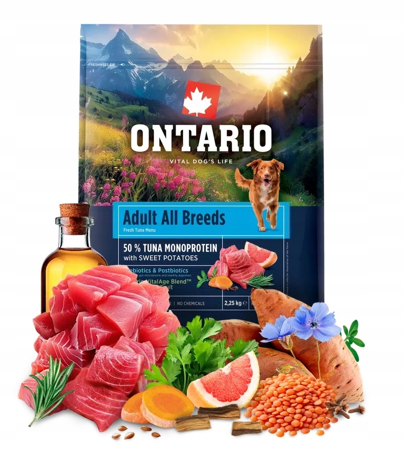 Levně Ontario 2,25kg Adult Monoprotein Tuna & Sladké Brambory (Batáty)