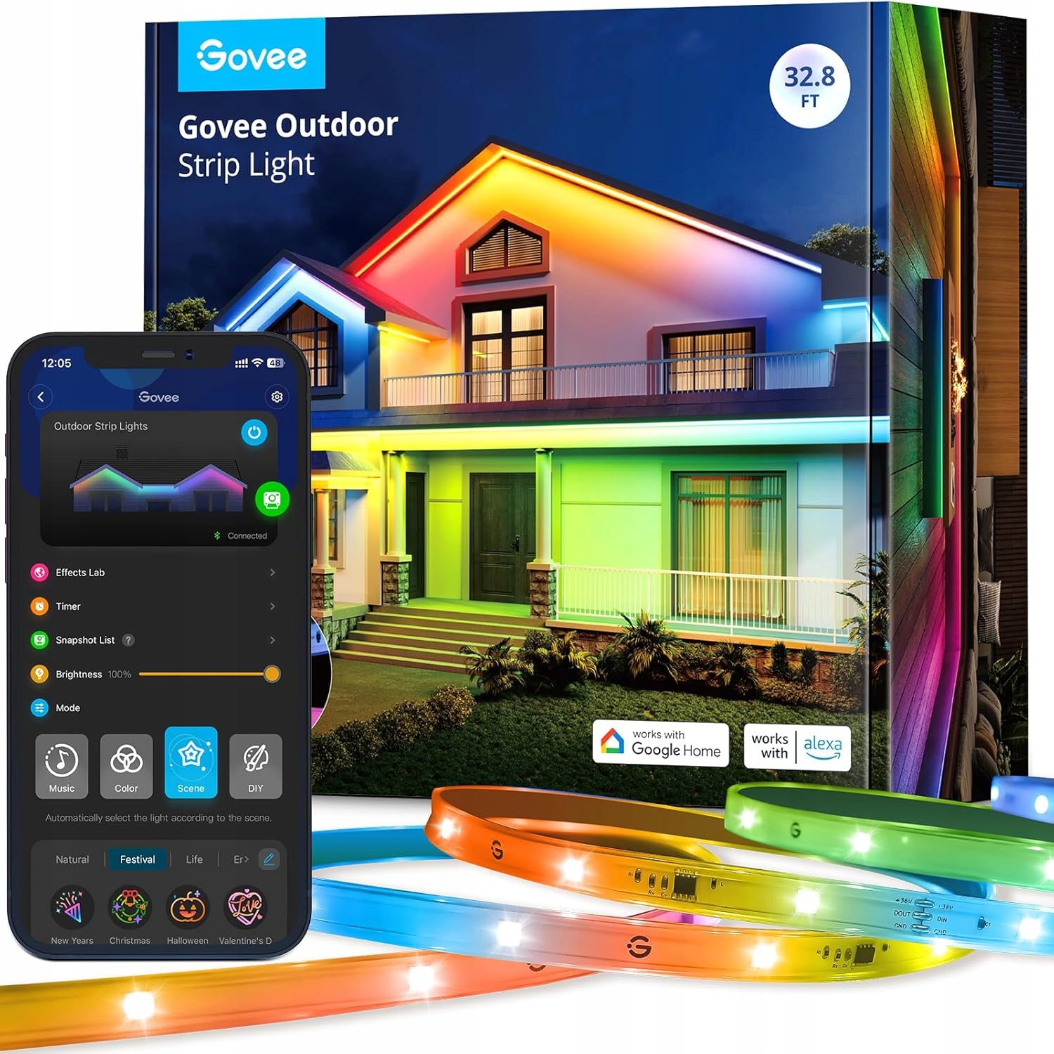 Led Páska Neonové Světelné Venkovní Osvětlení Govee H6175 Rgb 10 M App