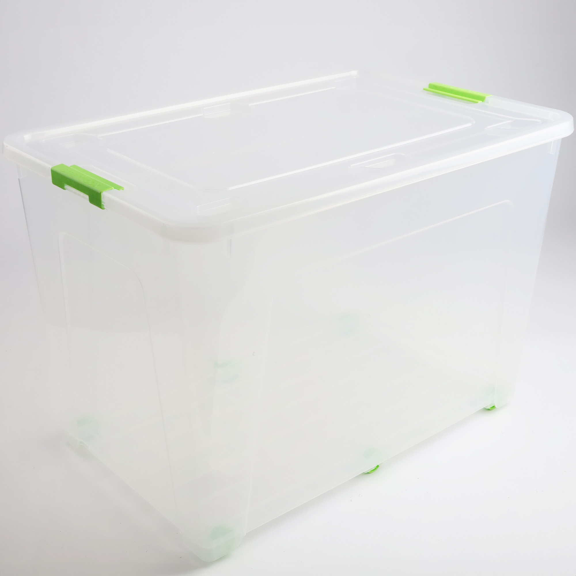 POJEMNIK PLASTIKOWY BOX 70L PRZEZROCZYSTY Z POKRYWKĄ SKRZYNIA NA KÓŁKACH