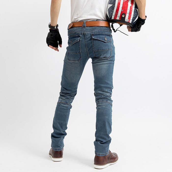 SPODNIE MOTOCYKLOWE MĘSKIE JEANSY Materiał jeans