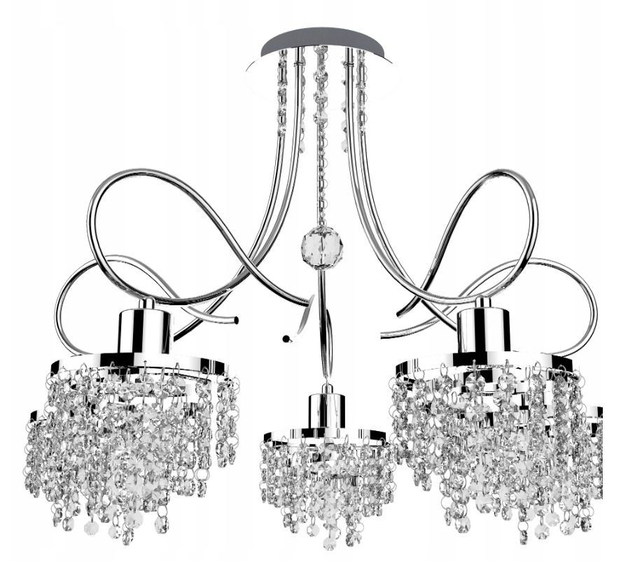 Lampa sufitowa wisząca Tina 5 żyrandol kryształki do salonu można Led