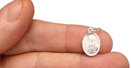 Łańcuszek srebrny komunijny / chrzest + medalik Długość całkowita 60 cm