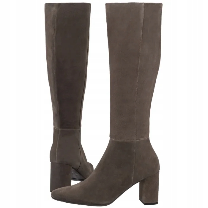 Dámské Kožené Kozačky na Podpatku Ryłko Šedé C7XN8___M Grey