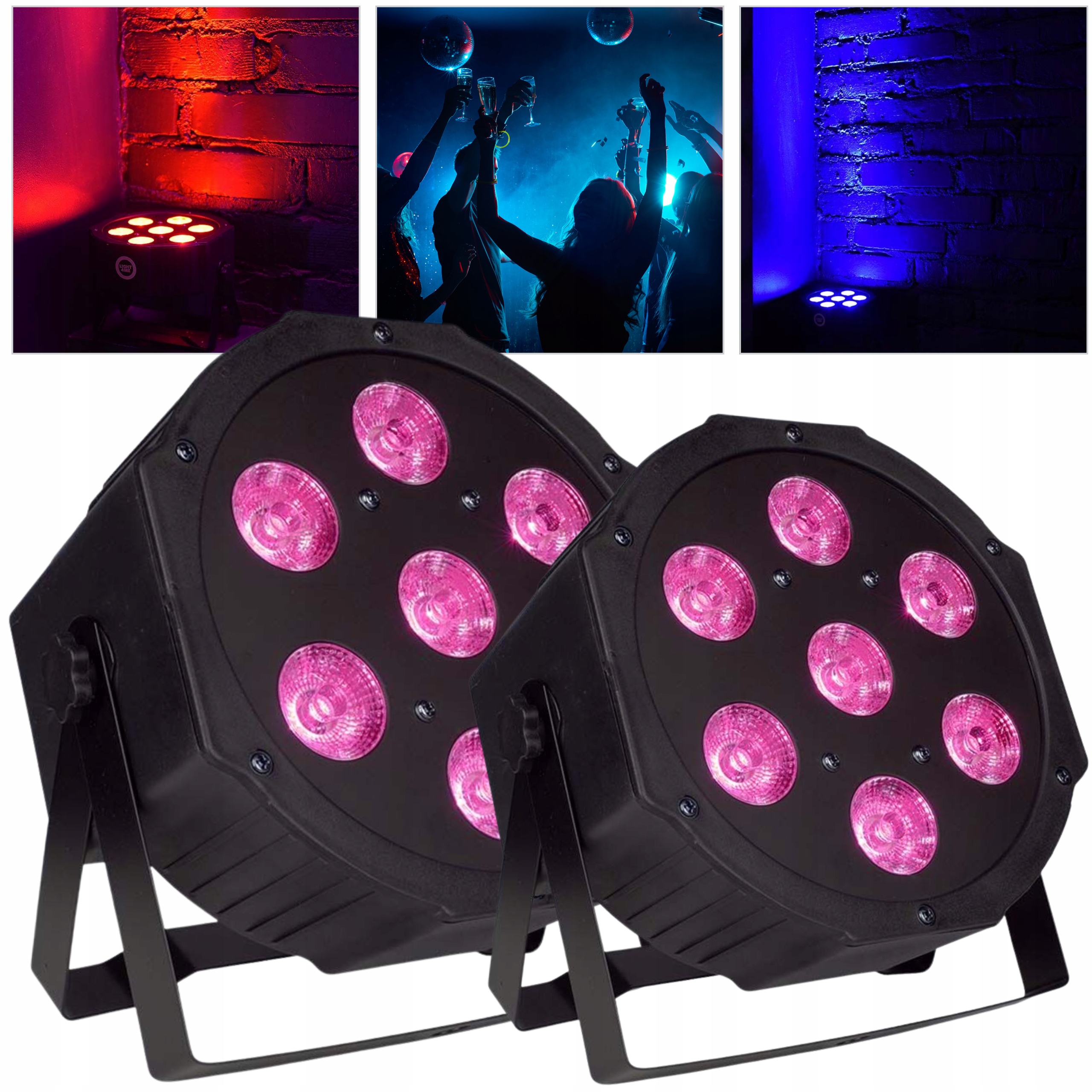2x Led Scénický Reflektor Par Rgb Lampa Disco Na Párty