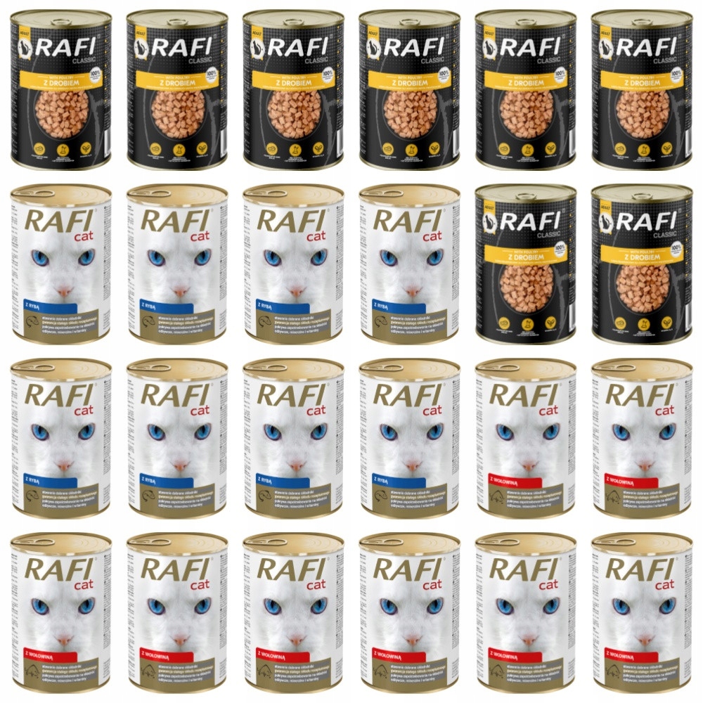 Rafi Cat kawałki w sosie mokra karma dla kota miks smaków 24x415g